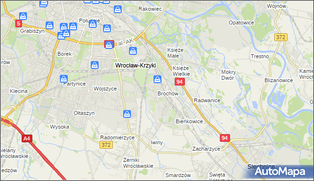 mapa Brochów gmina Wrocław, Brochów gmina Wrocław na mapie Targeo