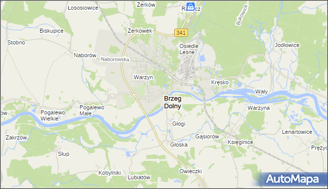 mapa Brzeg Dolny, Brzeg Dolny na mapie Targeo