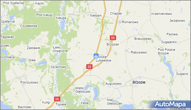 mapa Brzozie Lubawskie, Brzozie Lubawskie na mapie Targeo