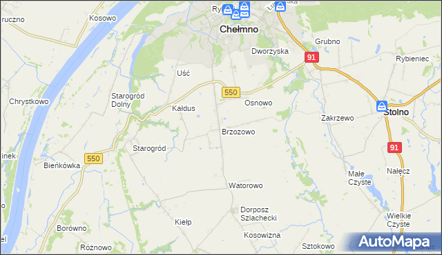 mapa Brzozowo gmina Kijewo Królewskie, Brzozowo gmina Kijewo Królewskie na mapie Targeo