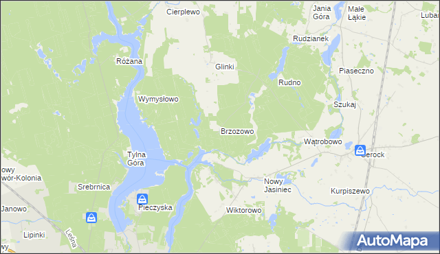 mapa Brzozowo gmina Koronowo, Brzozowo gmina Koronowo na mapie Targeo