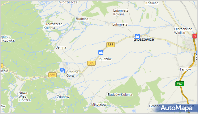 mapa Budzów gmina Stoszowice, Budzów gmina Stoszowice na mapie Targeo