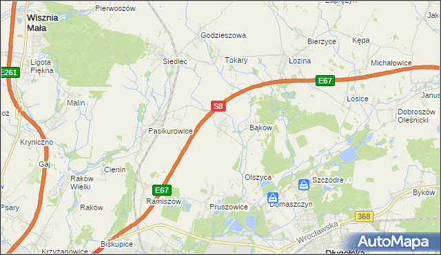 mapa Bukowina gmina Długołęka, Bukowina gmina Długołęka na mapie Targeo