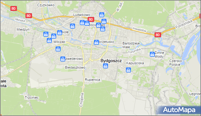 mapa Bydgoszczy, Bydgoszcz na mapie Targeo