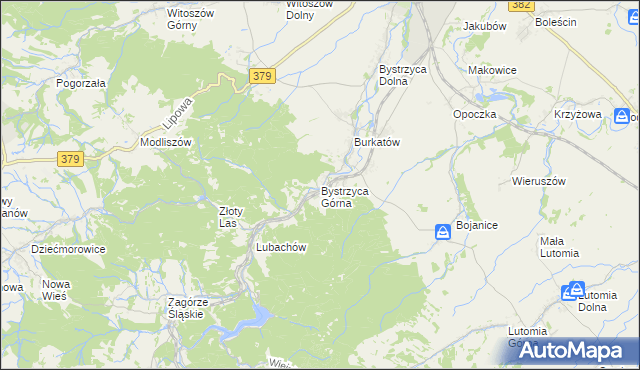 mapa Bystrzyca Górna, Bystrzyca Górna na mapie Targeo