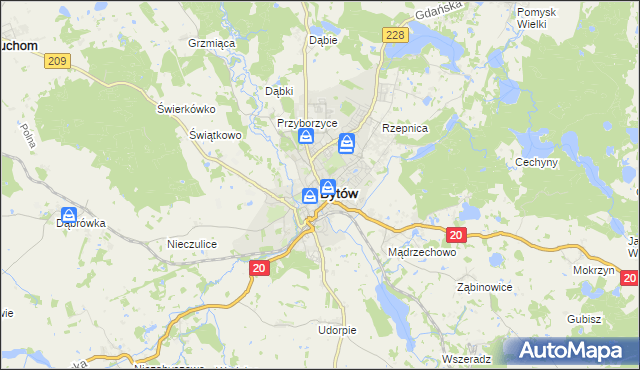 mapa Bytów, Bytów na mapie Targeo