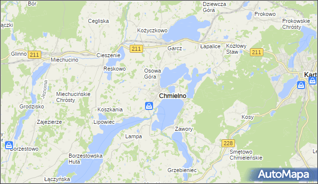 mapa Chmielno powiat kartuski, Chmielno powiat kartuski na mapie Targeo