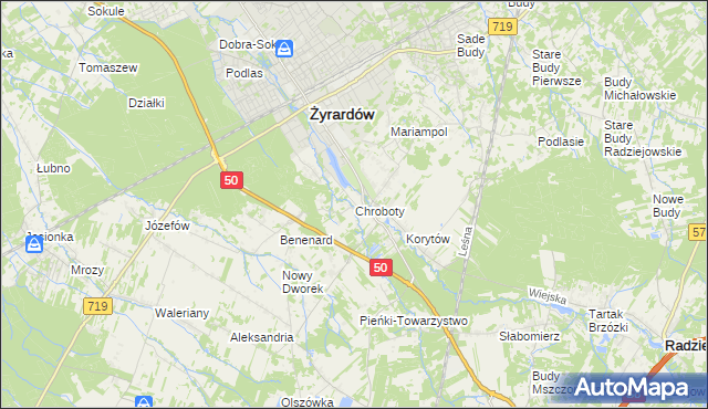 mapa Chroboty, Chroboty na mapie Targeo