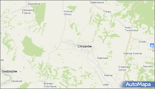 mapa Chrzanów powiat janowski, Chrzanów powiat janowski na mapie Targeo