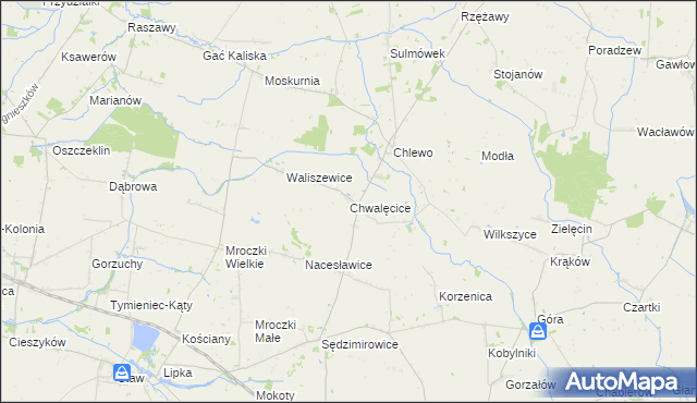 mapa Chwalęcice gmina Goszczanów, Chwalęcice gmina Goszczanów na mapie Targeo
