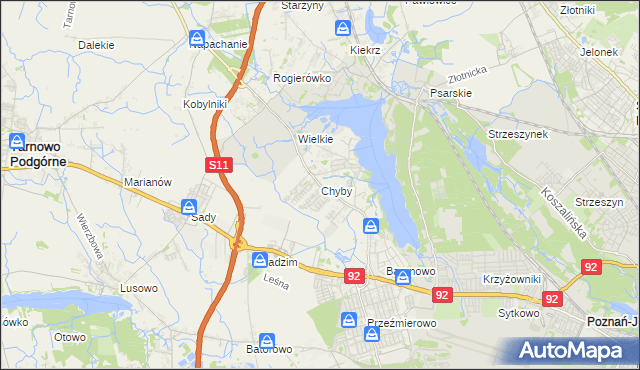 mapa Chyby gmina Tarnowo Podgórne, Chyby gmina Tarnowo Podgórne na mapie Targeo