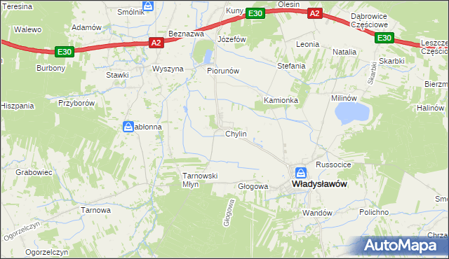 mapa Chylin gmina Władysławów, Chylin gmina Władysławów na mapie Targeo