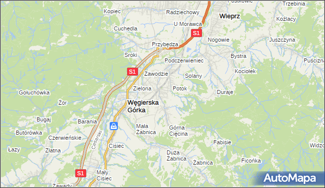 mapa Cięcina, Cięcina na mapie Targeo