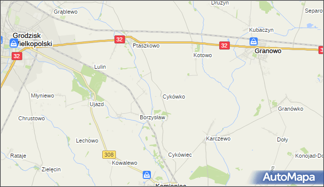 mapa Cykówko, Cykówko na mapie Targeo