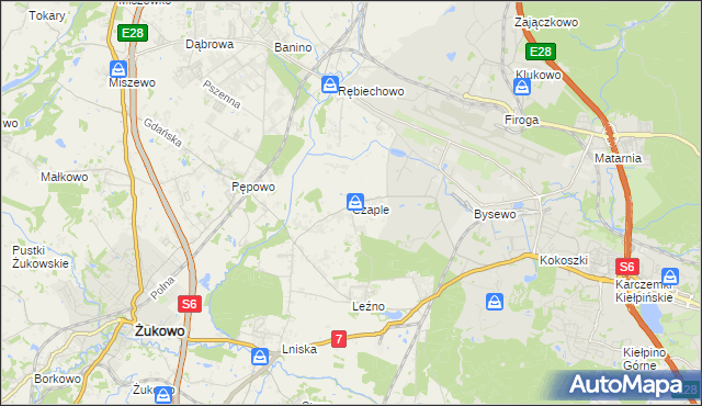 mapa Czaple gmina Żukowo, Czaple gmina Żukowo na mapie Targeo