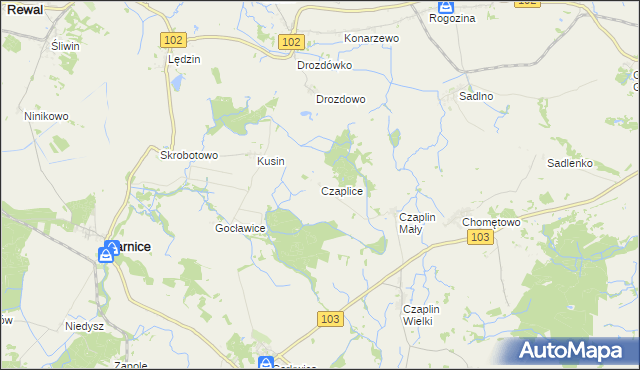 mapa Czaplice gmina Karnice, Czaplice gmina Karnice na mapie Targeo