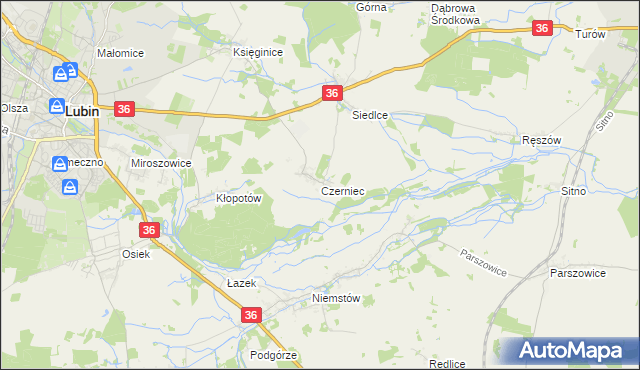 mapa Czerniec gmina Lubin, Czerniec gmina Lubin na mapie Targeo