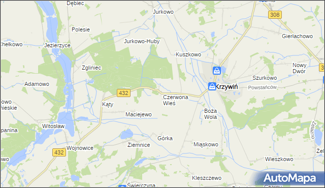 mapa Czerwona Wieś, Czerwona Wieś na mapie Targeo