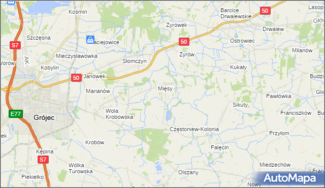 mapa Częstoniew, Częstoniew na mapie Targeo