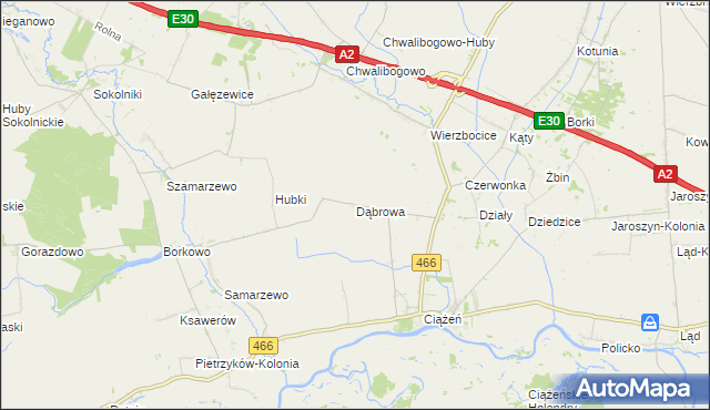 mapa Dąbrowa gmina Lądek, Dąbrowa gmina Lądek na mapie Targeo