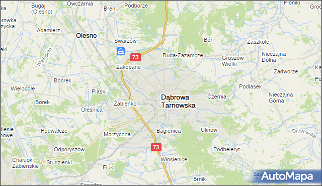 mapa Dąbrowa Tarnowska, Dąbrowa Tarnowska na mapie Targeo