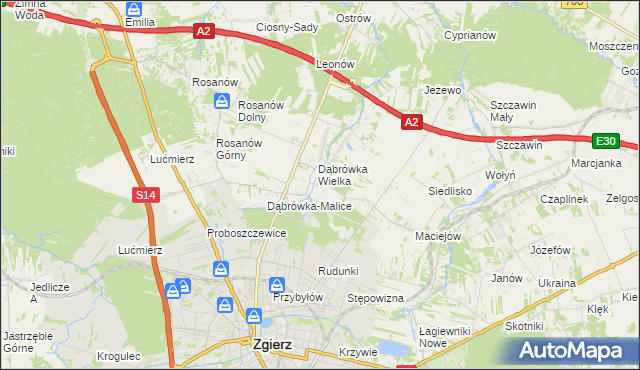 mapa Dąbrówka-Sowice, Dąbrówka-Sowice na mapie Targeo