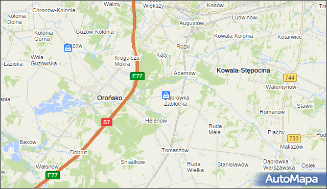 mapa Dąbrówka Zabłotnia, Dąbrówka Zabłotnia na mapie Targeo