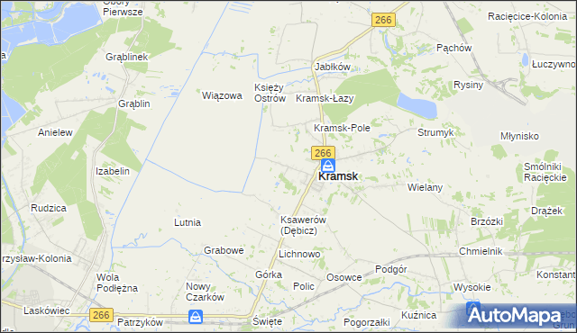 mapa Dębicz gmina Kramsk, Dębicz gmina Kramsk na mapie Targeo