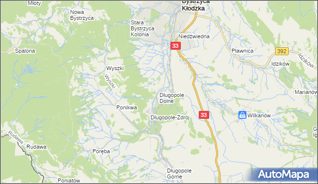 mapa Długopole Dolne, Długopole Dolne na mapie Targeo