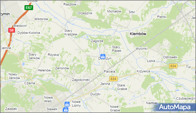 mapa Dobczyn gmina Klembów, Dobczyn gmina Klembów na mapie Targeo