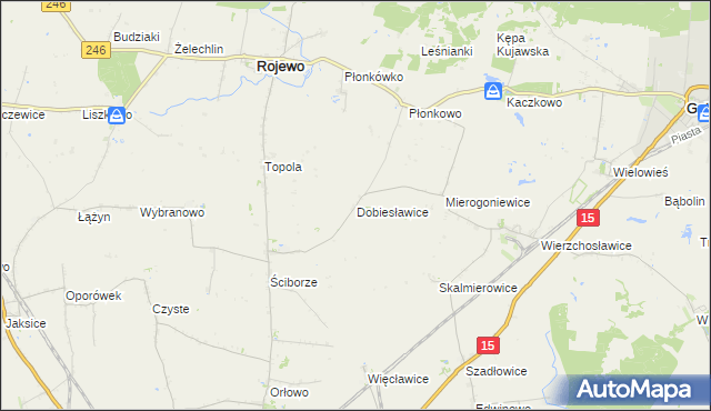 mapa Dobiesławice gmina Rojewo, Dobiesławice gmina Rojewo na mapie Targeo