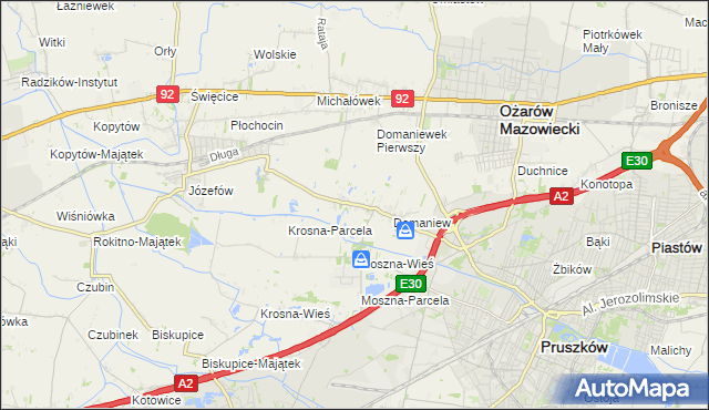 mapa Domaniewek gmina Brwinów, Domaniewek gmina Brwinów na mapie Targeo