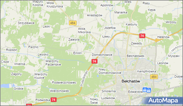 mapa Domiechowice, Domiechowice na mapie Targeo
