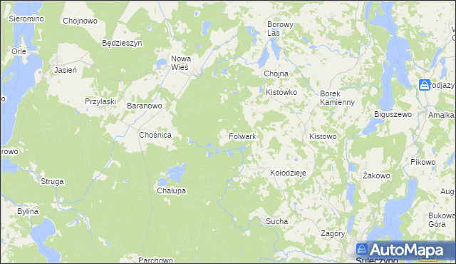 mapa Folwark gmina Parchowo, Folwark gmina Parchowo na mapie Targeo