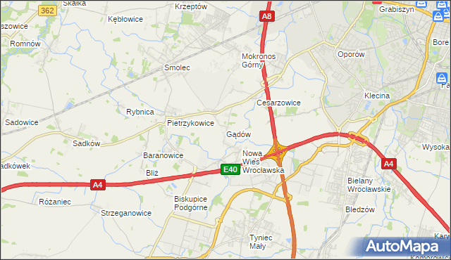 mapa Gądów, Gądów na mapie Targeo