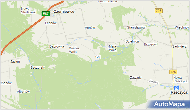 mapa Gaj gmina Czerniewice, Gaj gmina Czerniewice na mapie Targeo