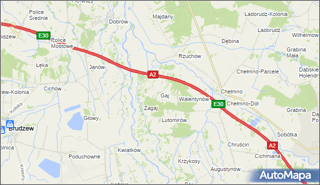 mapa Gaj gmina Dąbie, Gaj gmina Dąbie na mapie Targeo