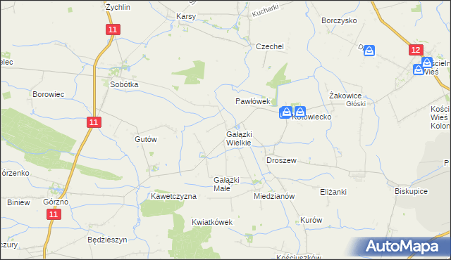 mapa Gałązki Wielkie, Gałązki Wielkie na mapie Targeo