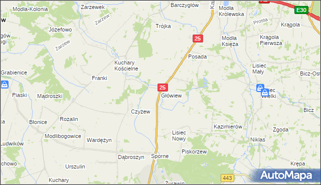 mapa Główiew, Główiew na mapie Targeo