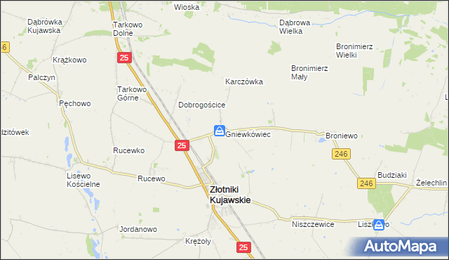 mapa Gniewkówiec, Gniewkówiec na mapie Targeo