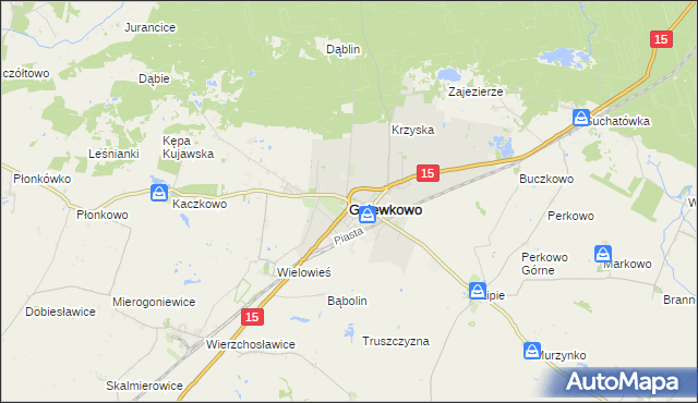 mapa Gniewkowo powiat inowrocławski, Gniewkowo powiat inowrocławski na mapie Targeo