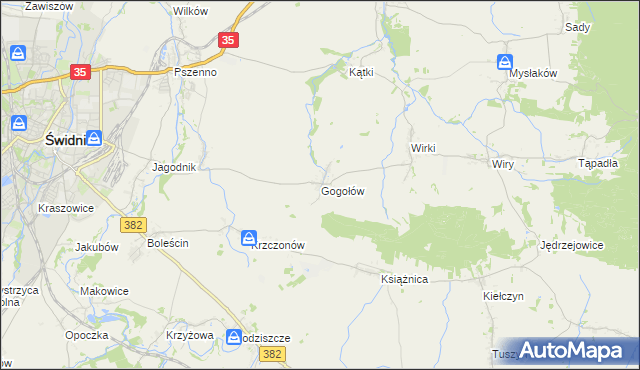 mapa Gogołów gmina Świdnica, Gogołów gmina Świdnica na mapie Targeo