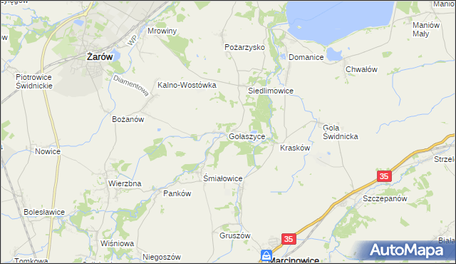 mapa Gołaszyce, Gołaszyce na mapie Targeo