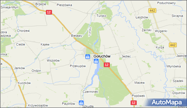 mapa Gołuchów powiat pleszewski, Gołuchów powiat pleszewski na mapie Targeo