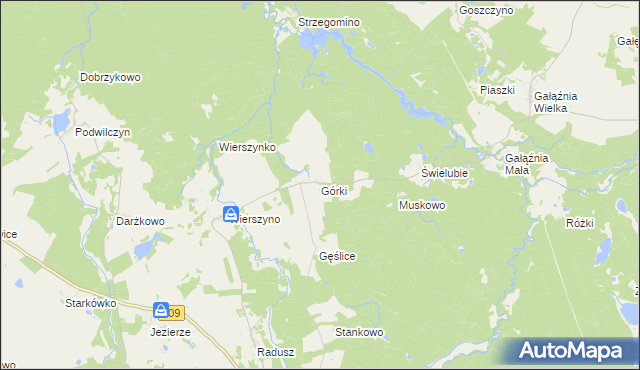 mapa Górki gmina Kołczygłowy, Górki gmina Kołczygłowy na mapie Targeo