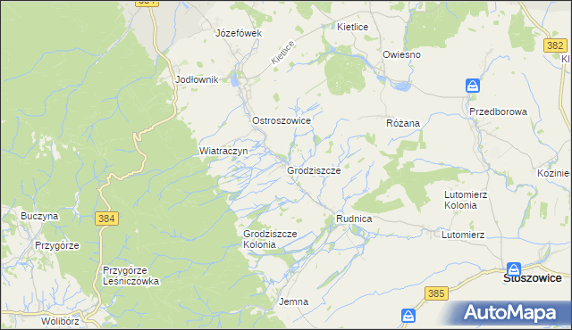 mapa Grodziszcze gmina Stoszowice, Grodziszcze gmina Stoszowice na mapie Targeo