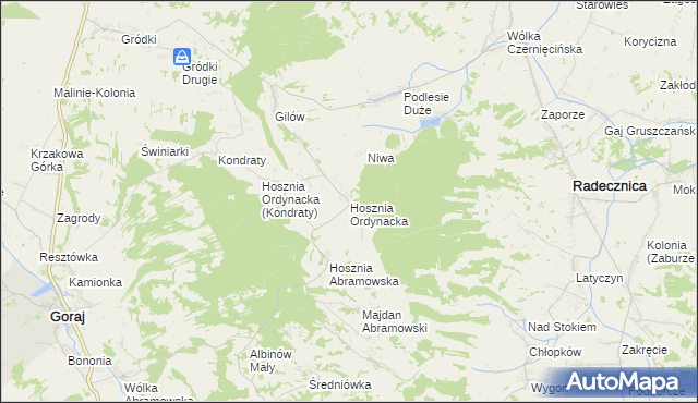 mapa Hosznia Ordynacka, Hosznia Ordynacka na mapie Targeo