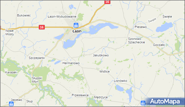 mapa Jakubkowo gmina Łasin, Jakubkowo gmina Łasin na mapie Targeo