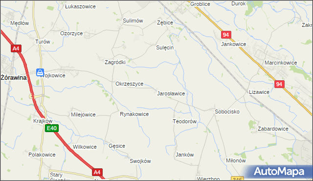 mapa Jarosławice gmina Żórawina, Jarosławice gmina Żórawina na mapie Targeo