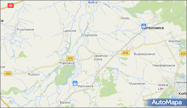 mapa Jasienica Dolna, Jasienica Dolna na mapie Targeo